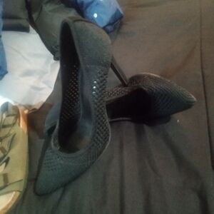 Woman's high heels sizes 7 black fish net